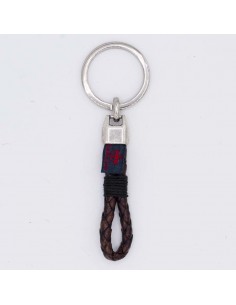 Tubular braided leather key chain