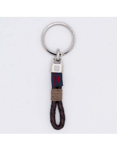 Tubular braided leather key chain