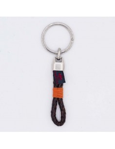 Tubular braided leather key chain