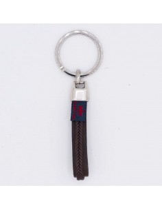 Tubular braided leather key chain