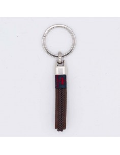 Tubular braided leather key chain