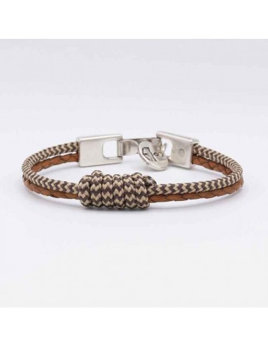 Pulsera cuero tubular cabo y nudo