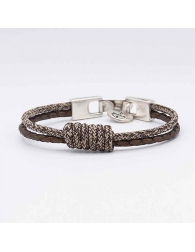 Pulsera cuero tubular cabo y nudo