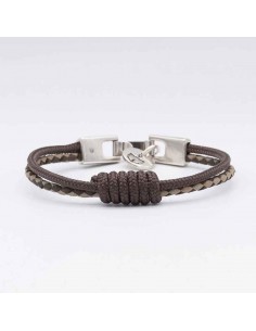 Pulsera cuero tubular cabo y nudo