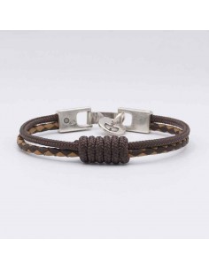 Pulsera cuero tubular cabo y nudo