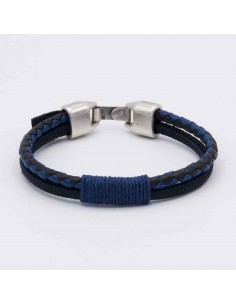 Pulsera cuero bicolor+cordino