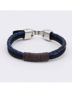 Pulsera cuero bicolor+cordino