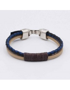 Pulsera cuero bicolor+cordino