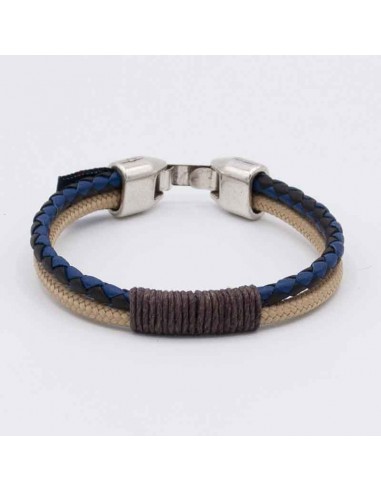 Pulsera cuero bicolor+cordino