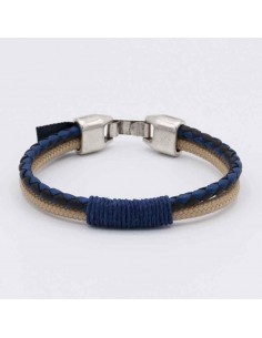 Pulsera cuero bicolor+cordino