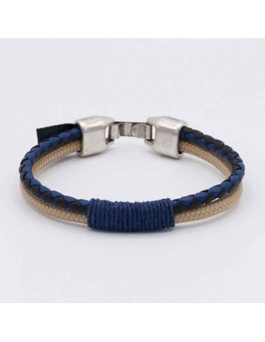 Pulsera cuero bicolor+cordino