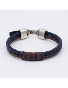 Pulsera cuero bicolor+cordino