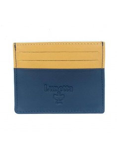 Tarjetero Piel - Navy-Mostaza