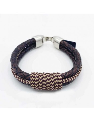 Pulsera doble cuero tubular y nudo...