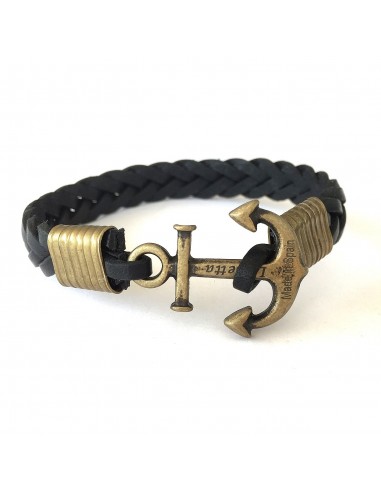 Pulsera cuero trenzado y ancla